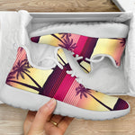 Sunset Palm Tree Pattern Print Mesh Knit Shoes GearFrost