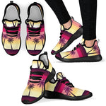Sunset Palm Tree Pattern Print Mesh Knit Shoes GearFrost