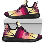 Sunset Palm Tree Pattern Print Mesh Knit Shoes GearFrost