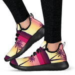 Sunset Palm Tree Pattern Print Mesh Knit Shoes GearFrost