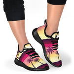 Sunset Palm Tree Pattern Print Mesh Knit Shoes GearFrost