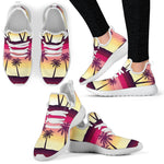 Sunset Palm Tree Pattern Print Mesh Knit Shoes GearFrost