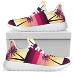 Sunset Palm Tree Pattern Print Mesh Knit Shoes GearFrost