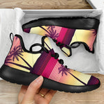 Sunset Palm Tree Pattern Print Mesh Knit Shoes GearFrost