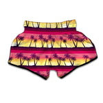 Sunset Palm Tree Pattern Print Muay Thai Boxing Shorts