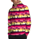Sunset Palm Tree Pattern Print Pullover Hoodie