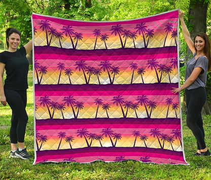 Sunset Palm Tree Pattern Print Quilt