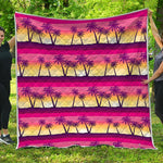 Sunset Palm Tree Pattern Print Quilt