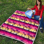 Sunset Palm Tree Pattern Print Quilt