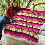 Sunset Palm Tree Pattern Print Quilt
