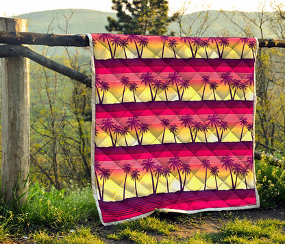Sunset Palm Tree Pattern Print Quilt