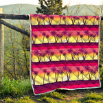 Sunset Palm Tree Pattern Print Quilt