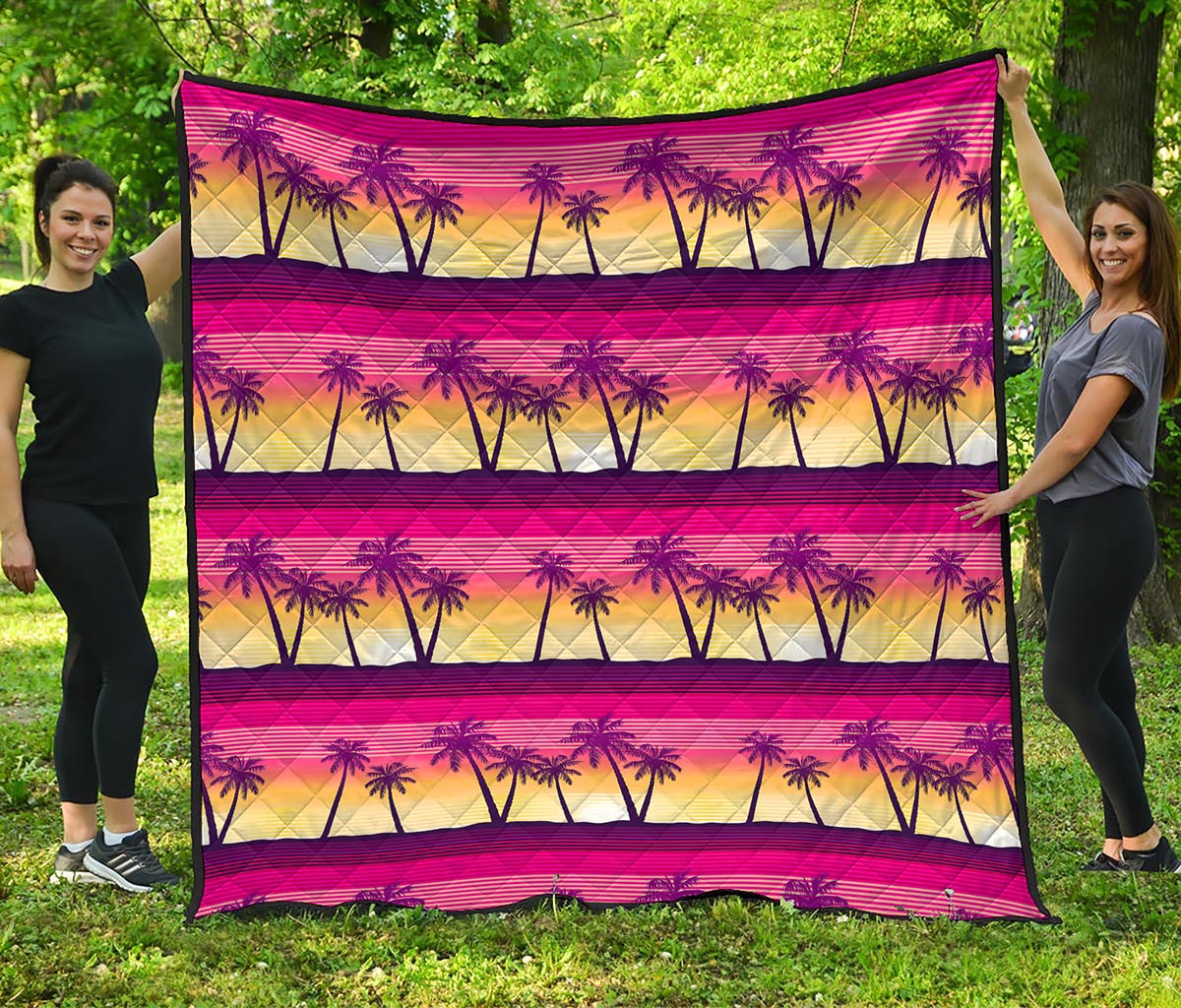 Sunset Palm Tree Pattern Print Quilt