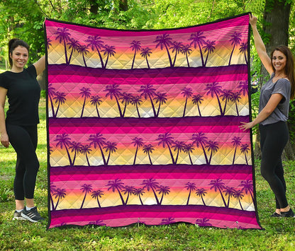 Sunset Palm Tree Pattern Print Quilt