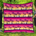Sunset Palm Tree Pattern Print Quilt