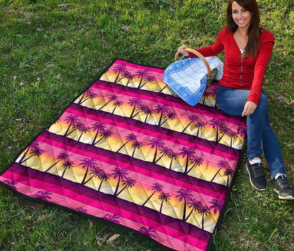 Sunset Palm Tree Pattern Print Quilt