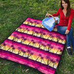 Sunset Palm Tree Pattern Print Quilt