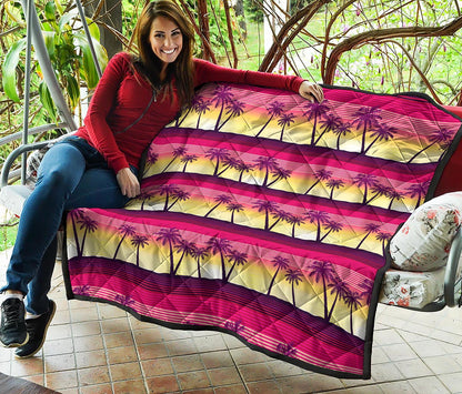 Sunset Palm Tree Pattern Print Quilt