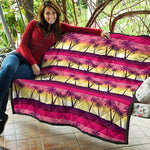 Sunset Palm Tree Pattern Print Quilt