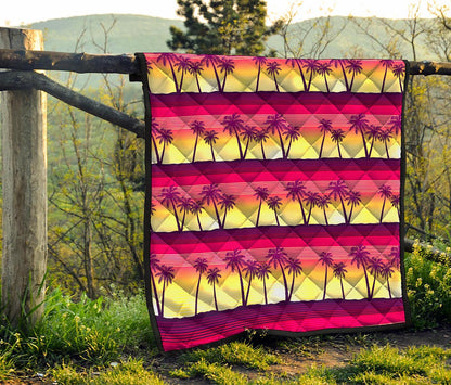 Sunset Palm Tree Pattern Print Quilt