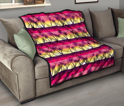 Sunset Palm Tree Pattern Print Quilt