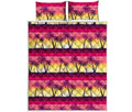 Sunset Palm Tree Pattern Print Quilt Bed Set