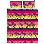 Sunset Palm Tree Pattern Print Quilt Bed Set