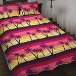 Sunset Palm Tree Pattern Print Quilt Bed Set