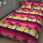 Sunset Palm Tree Pattern Print Quilt Bed Set