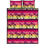Sunset Palm Tree Pattern Print Quilt Bed Set