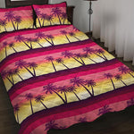 Sunset Palm Tree Pattern Print Quilt Bed Set
