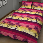 Sunset Palm Tree Pattern Print Quilt Bed Set