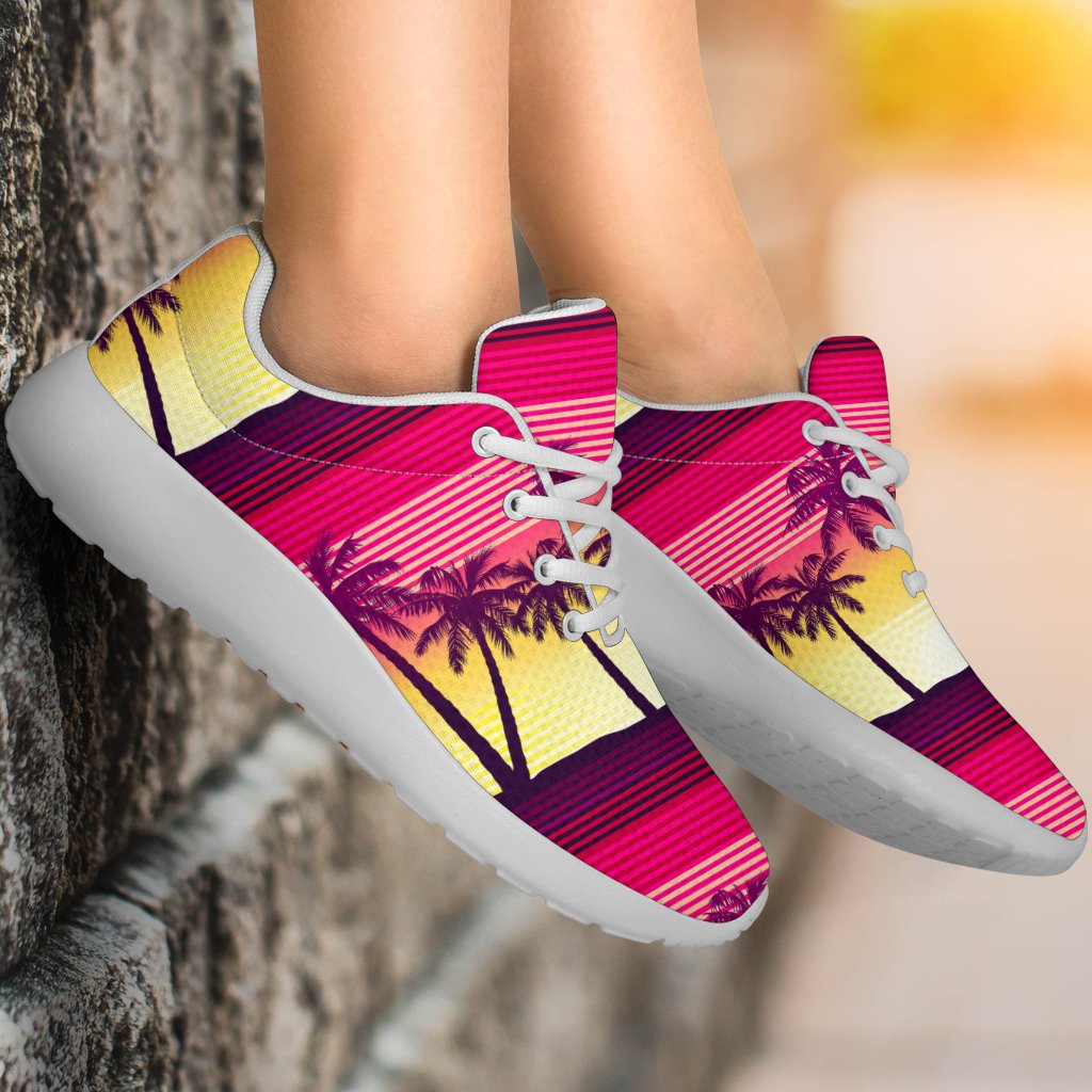 Sunset Palm Tree Pattern Print Sport Shoes GearFrost