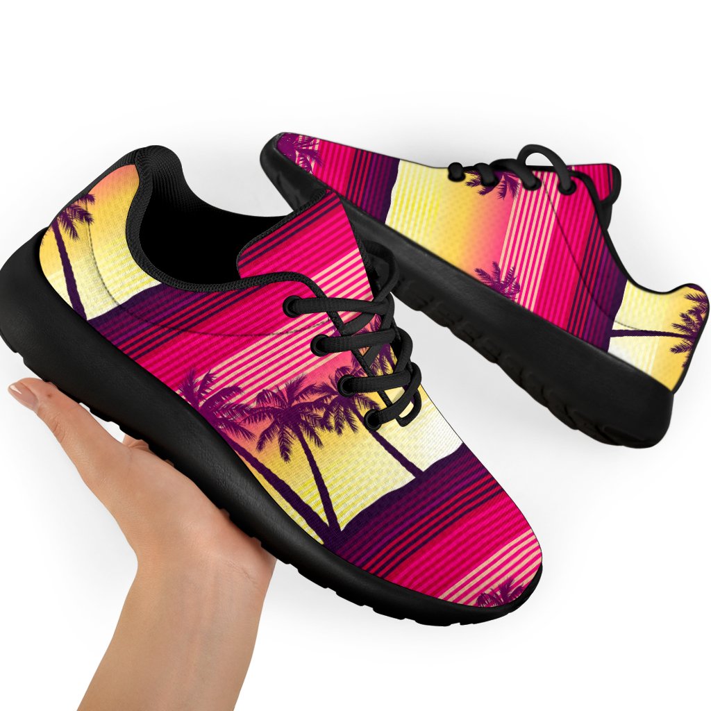 Sunset Palm Tree Pattern Print Sport Shoes GearFrost