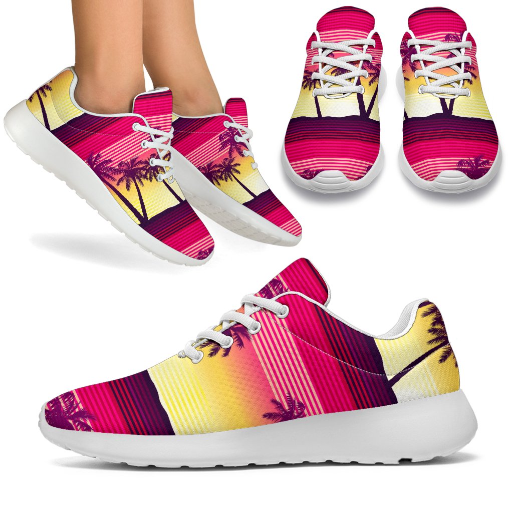 Sunset Palm Tree Pattern Print Sport Shoes GearFrost