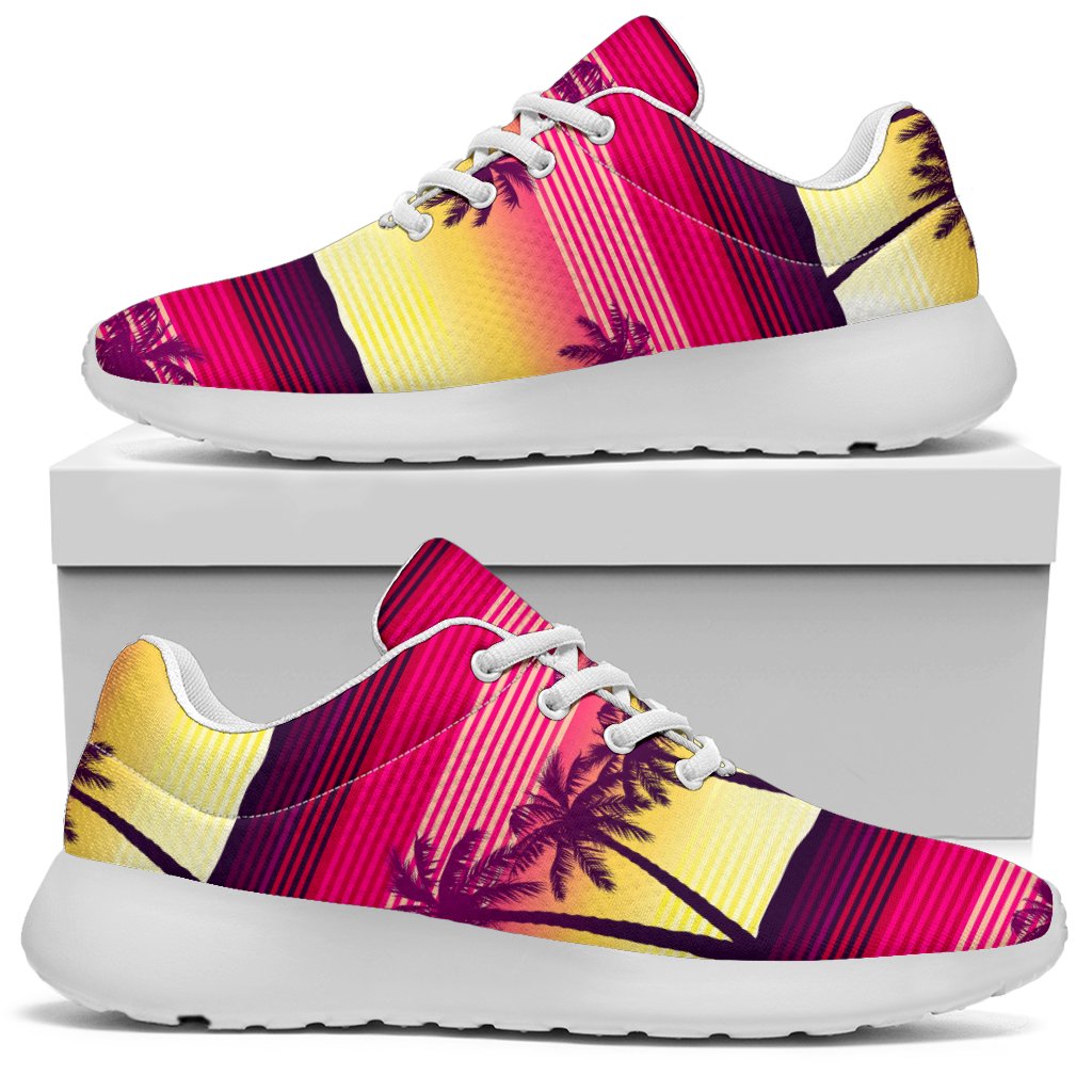 Sunset Palm Tree Pattern Print Sport Shoes GearFrost