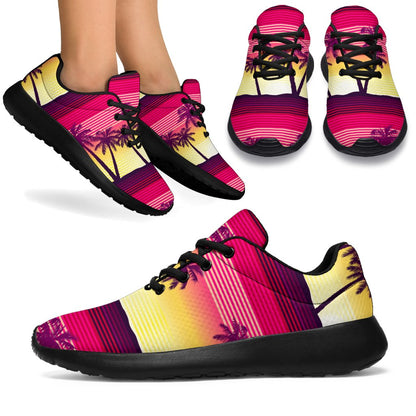 Sunset Palm Tree Pattern Print Sport Shoes GearFrost