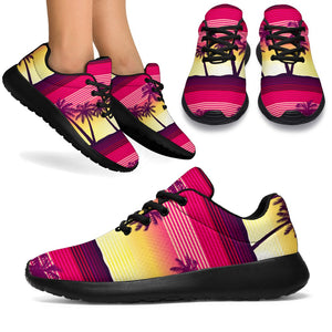 Sunset Palm Tree Pattern Print Sport Shoes GearFrost