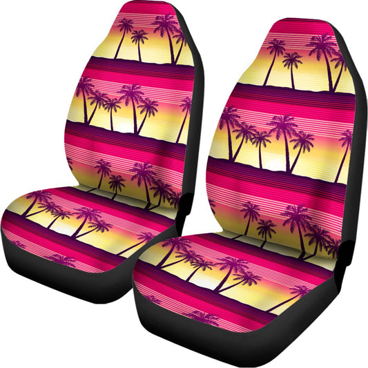 Sunset Palm Tree Pattern Print Universal Fit Car Seat Covers