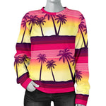Sunset Palm Tree Pattern Print Women's Crewneck Sweatshirt GearFrost