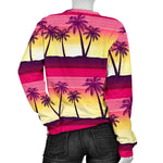 Sunset Palm Tree Pattern Print Women's Crewneck Sweatshirt GearFrost