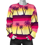 Sunset Palm Tree Pattern Print Women's Crewneck Sweatshirt GearFrost