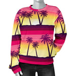 Sunset Palm Tree Pattern Print Women's Crewneck Sweatshirt GearFrost