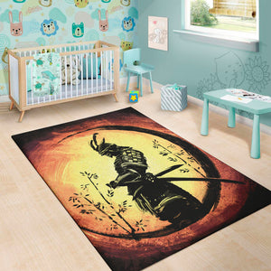 Sunset Samurai Warrior Print Area Rug