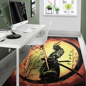 Sunset Samurai Warrior Print Area Rug