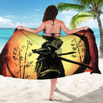 Sunset Samurai Warrior Print Beach Sarong Wrap