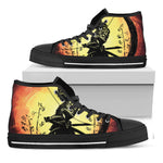 Sunset Samurai Warrior Print Black High Top Shoes