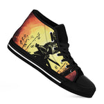 Sunset Samurai Warrior Print Black High Top Shoes