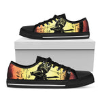 Sunset Samurai Warrior Print Black Low Top Shoes 