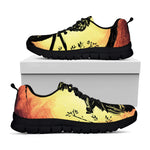Sunset Samurai Warrior Print Black Sneakers